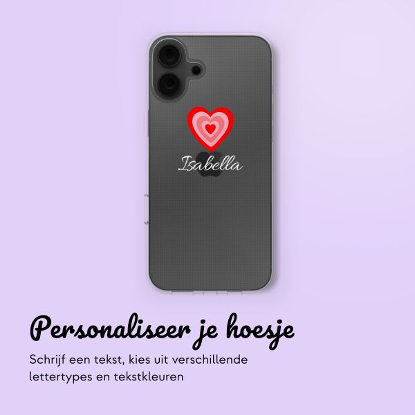 Gepersonaliseerd hoesje met hartje iPhone 16 - Transparant