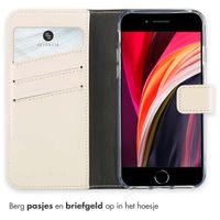 Selencia Echt Leren Bookcase Apple iPhone SE (2022 / 2020) / 8 / 7 - Greige