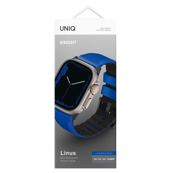 Uniq Linus AiroSoft™ Siliconen bandje Apple Watch Series 1 t/m 10 / SE / Ultra (2) (44/45/46/49 mm) - Racing Blue