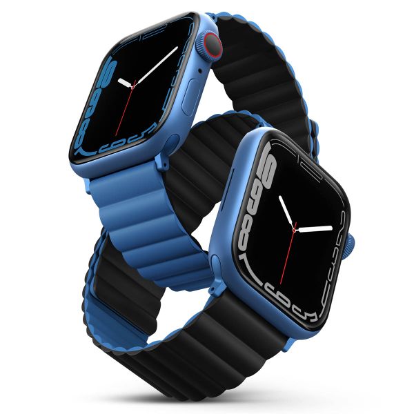 Uniq Revix dubbelzijdig bandje Apple Watch Series 1 t/m 11 / SE / Ultra (44/45/46/49 mm) - Caspian (Blue/Black)