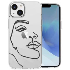 imoshion Design hoesje iPhone 14 - Abstract Gezicht - Wit / Zwart