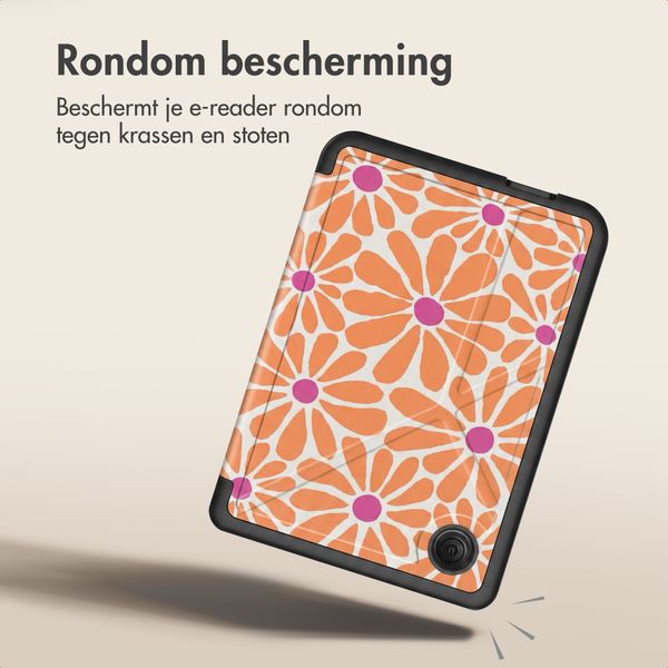 imoshion Design Vouwbare Bookcase Kobo Clara Colour / BW - Orange Flowers Connect