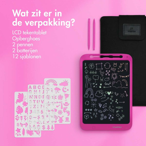 imoshion LCD Tekentablet voor kinderen - Met kleurenscherm en 2 pennen - Hot Pink