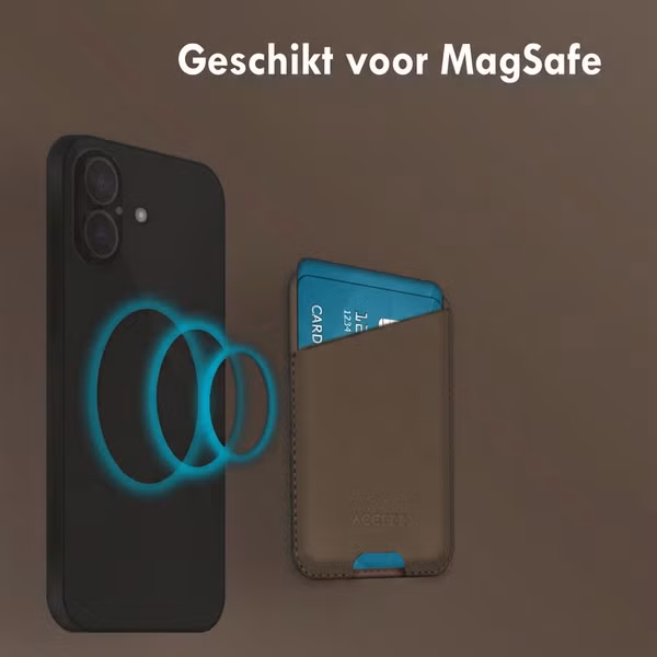 Accezz Leren Kaarthouder - Geschikt voor MagSafe en Qi2 - Coffee Brown