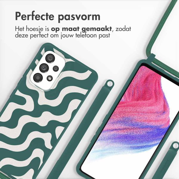 imoshion Siliconen design hoesje met koord Samsung Galaxy A53 - Petrol Green Groovy