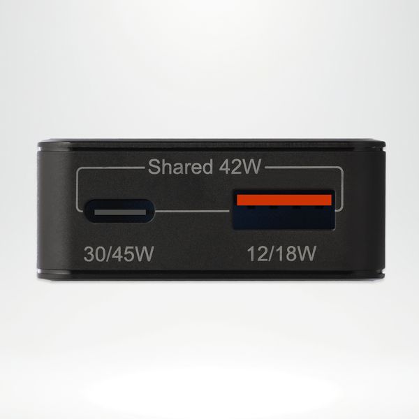 Accezz Ultra Slim GaN Oplader - USB-C + USB-A - 45W - Zwart