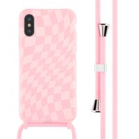 imoshion Siliconen design hoesje met koord iPhone X / Xs - Retro Pink