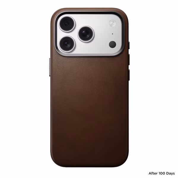 Nomad Traditional Leather Backcover met MagSafe Apple iPhone 17 Pro - Bruin