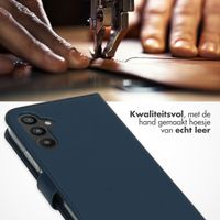 Selencia Echt Lederen Bookcase Samsung Galaxy A34 (5G) - Blauw