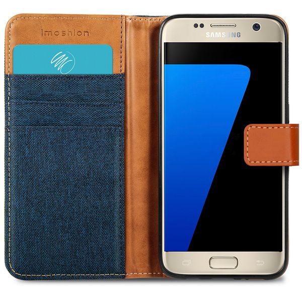 imoshion Luxe Canvas Bookcase Samsung Galaxy S7 - Donkerblauw