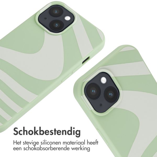 imoshion Siliconen design hoesje met koord iPhone 15 - Retro Green