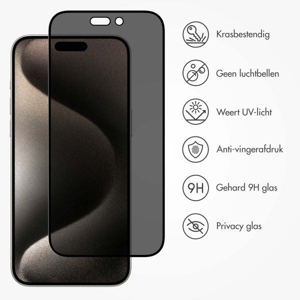 Accezz Gehard Glas Privacy Screenprotector Apple iPhone 15 Pro