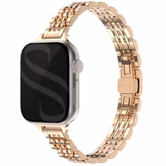 Selencia Slim Steel Jubilee Inspired schakelbandje Apple Watch Series 1 t/m 9 / SE (38/40/41 mm) | Series 10 (42 mm) - Rosé Goud