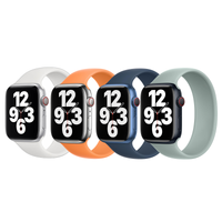 Apple 4 Pack Siliconen solobandje Apple Watch | 38/40/41/42 mm - Maat 2 - White/ Marigold/ Abyss Blue/ Succulent