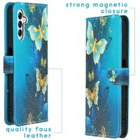 imoshion Design Softcase Bookcase Samsung Galaxy A14 (5G) - Blue Butterfly