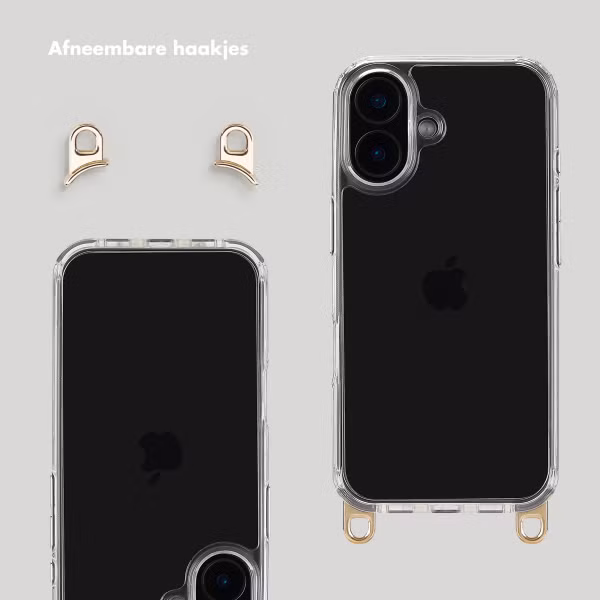 Selencia Backcover met afneembare haakjes Apple iPhone 16 - Transparant