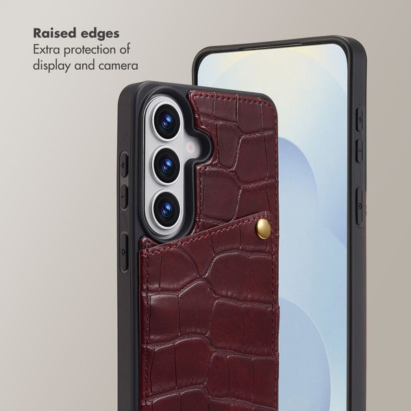 Selencia Nova Croco Phone Case with Cord and Card Holder Samsung Galaxy S26 - Burgundy