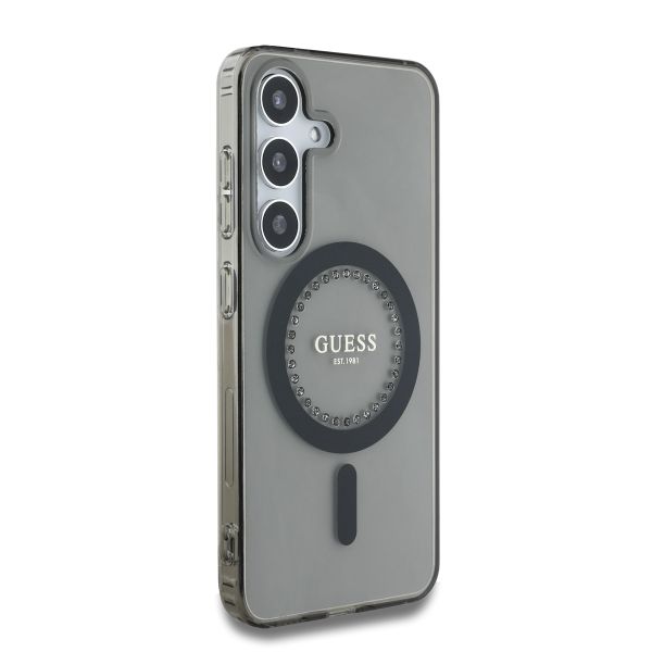 Guess MagSafe IML Rhinestones Case Samsung Galaxy S25 - Zwart