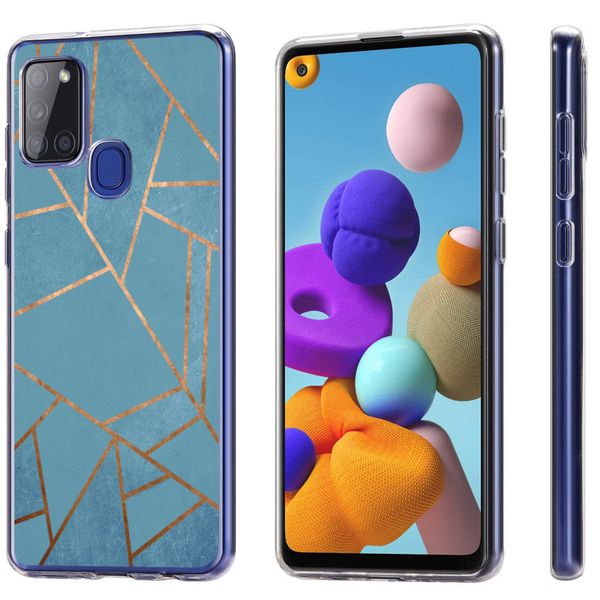 imoshion Design hoesje Samsung Galaxy A21s - Grafisch Koper / Blauw