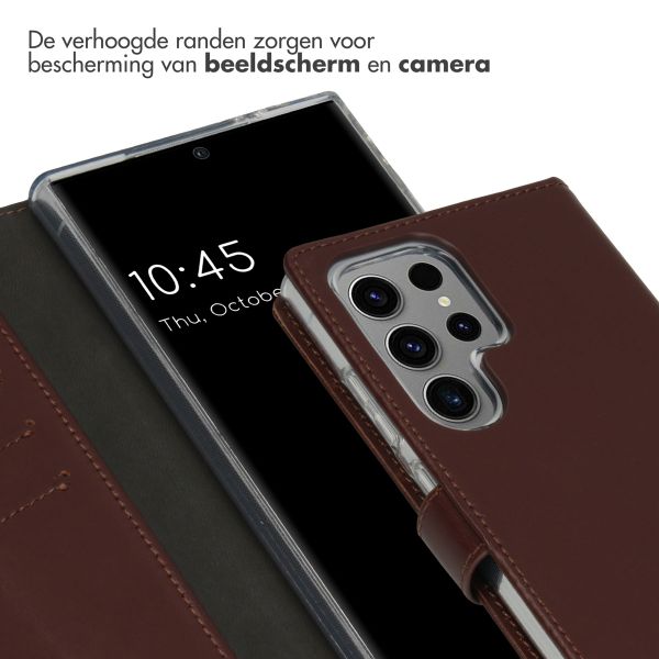 Selencia Echt Leren Bookcase Samsung Galaxy S24 Ultra - Donkerbruin