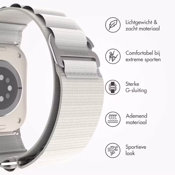 imoshion Nylon Alpine bandje Apple Watch Series 1 t/m 11 / SE / Ultra (44/45/46/49 mm) - Wit