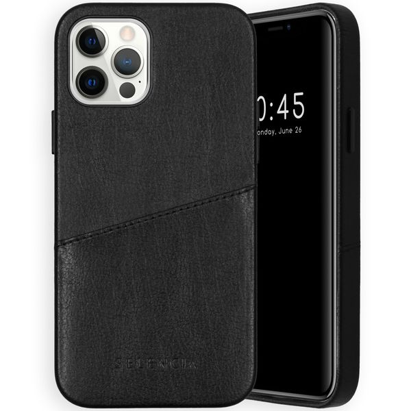 Selencia Vayu Vegan Lederen Backcover iPhone 12 (Pro) - Zwart