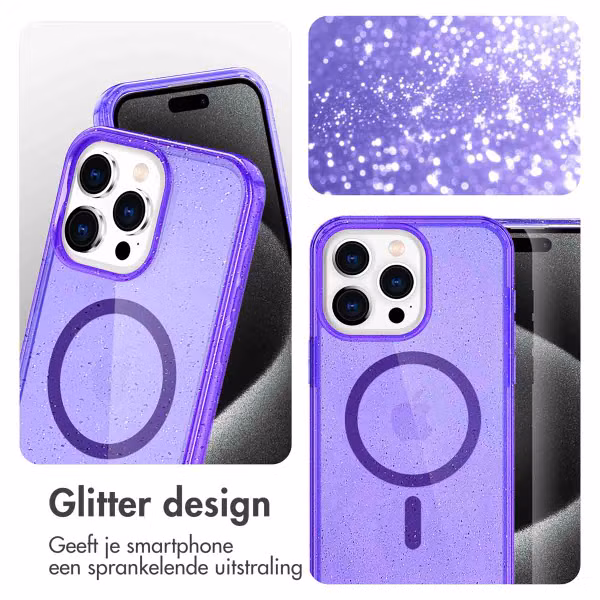 imoshion Sparkle Backcover met MagSafe Apple iPhone 15 Pro - Glitter Paars