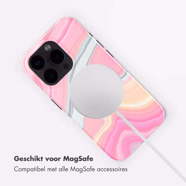 Selencia Vivid Tough Backcover met MagSafe Apple iPhone 15 Pro - Pastel Lipstick Marble