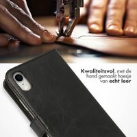 Selencia Echt Lederen Bookcase iPhone Xr - Zwart