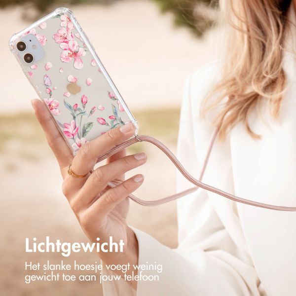 imoshion Design hoesje met koord Apple iPhone 13 Pro - Bloem - Roze