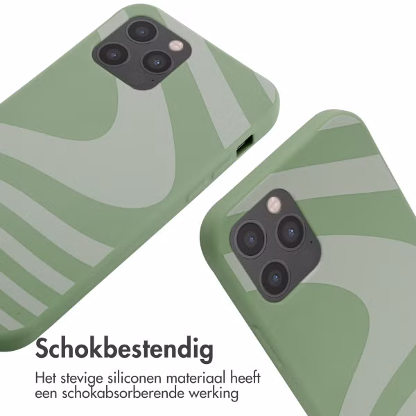 imoshion Siliconen design hoesje met koord Apple iPhone 12 (Pro) - Retro Green