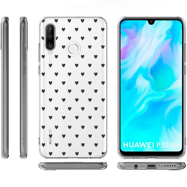 imoshion Design hoesje Huawei P30 Lite - Hartjes - Zwart