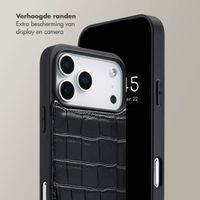 Selencia Nova Croco Telefoonhoes met Koord en Pashouder Apple iPhone 17 Pro Max - Zwart
