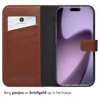 Selencia Echt Leren Bookcase Apple iPhone 17 - Lichtbruin