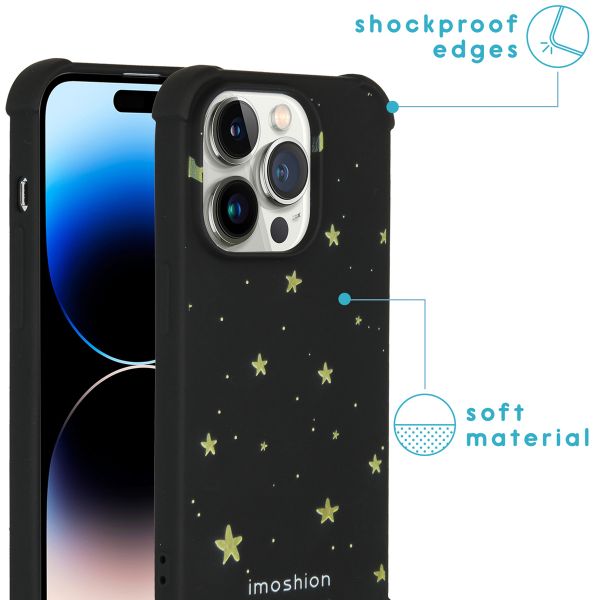 imoshion Design hoesje met koord iPhone 14 Pro - Sterren - Goud