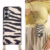 Selencia Nova Telefoonhoes met Koord en Pashouder Samsung Galaxy S25 FE - Zazzy Zebra