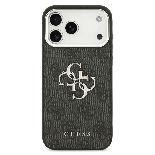 Guess 4G Metal Logo Backcover Apple iPhone 17 Pro Max - Silver Edge - Black