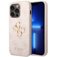 Guess 4G Metal Logo Backcover Apple iPhone 14 Pro - Roze