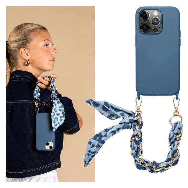 Selencia Backcover met luxe polskoord iPhone 14 Pro - Blauw