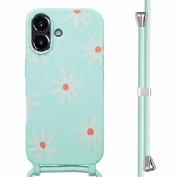 imoshion Siliconen design hoesje met koord Apple iPhone 16 - Green Flower Distance