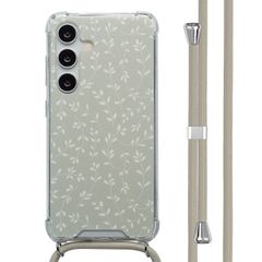 imoshion Design hoesje met koord Samsung Galaxy S24 - Smoke Green Flowers