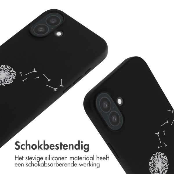 imoshion Siliconen design hoesje met koord Apple iPhone 16 Plus - Dandelion Black