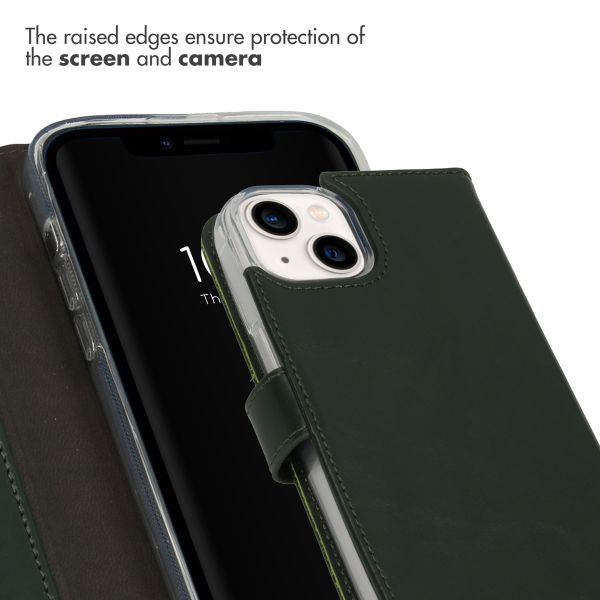 Selencia Genuine Leather Book Case Apple iPhone 14 - Green