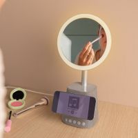 imoshion Make-up Spiegel met Bluetooth Speaker en Draadloze Oplader - Zilver