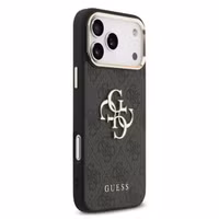 Guess 4G Metal Logo Backcover Apple iPhone 17 Pro - Gold Edge - Black