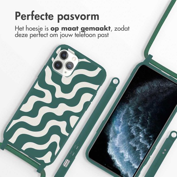 imoshion Siliconen design hoesje met koord Apple iPhone 11 Pro - Petrol Green Groovy