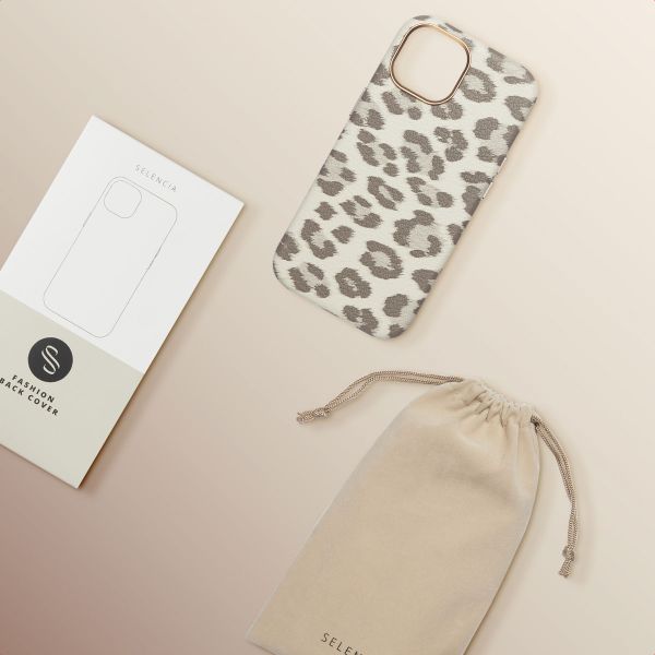 Selencia Sabi Back Cover Panther Print with MagSafe Apple iPhone 15 - Soft Ivory