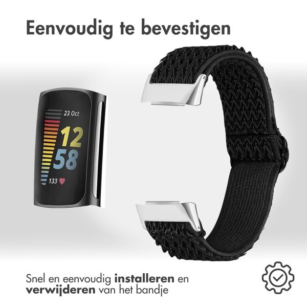 imoshion Elastisch nylonbandje Fitbit Charge 5 - Zwart