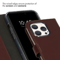 Selencia Genuine Leather Book Case Apple iPhone 15 Pro - Brown