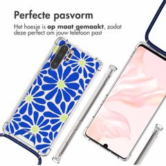 imoshion Design hoesje met koord Huawei P30 Pro - Cobalt Blue Flowers Connect